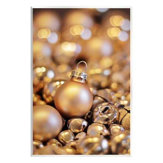 Stupell Industries Gleaming Christmas Ornaments Bells Wall Plaque Art